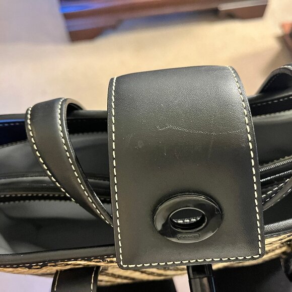 Coach Straw Zebra Striped Tote - Picture 13 of 14